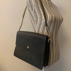 Tory Burch convertible leather Robinson black bag